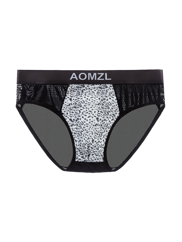 4-pack Men's Sexy Leopard Print Ice Silk Mesh Briefs