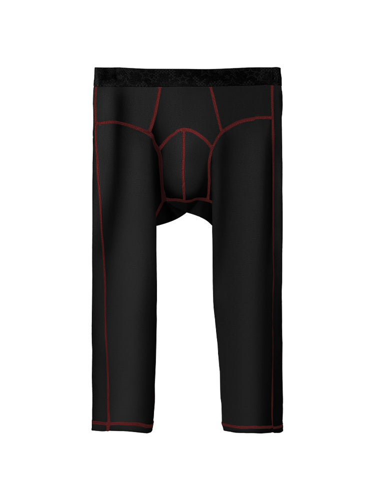 2-pack Men's Large Size High Elastic U-shaped Convex Pocket Warm Cropped Trousers