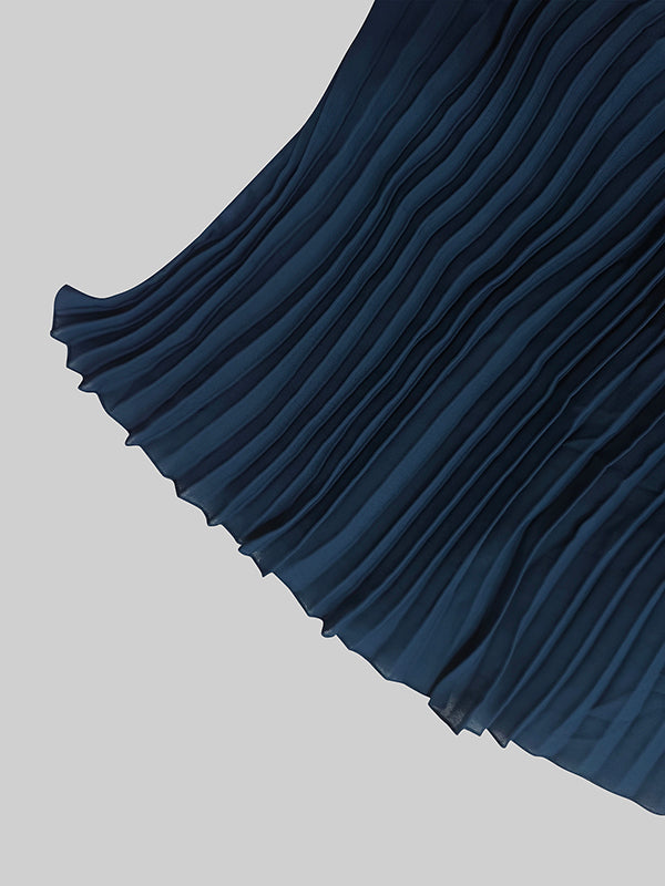 Loose Gauze Pleated Solid Color Tiered Off-The-Shoulder Evening Dresses Maxi Dresses