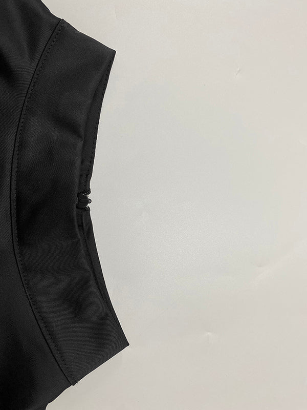 Loose Sleeveless Contrast Color Split-Joint Tiered High Neck Evening Dresses Midi Dresses