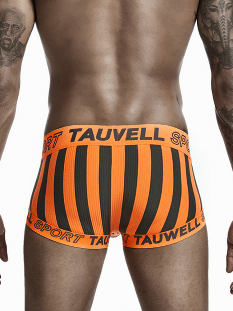 Mens Striped Support Pouch Boxer Briefs With Fly
