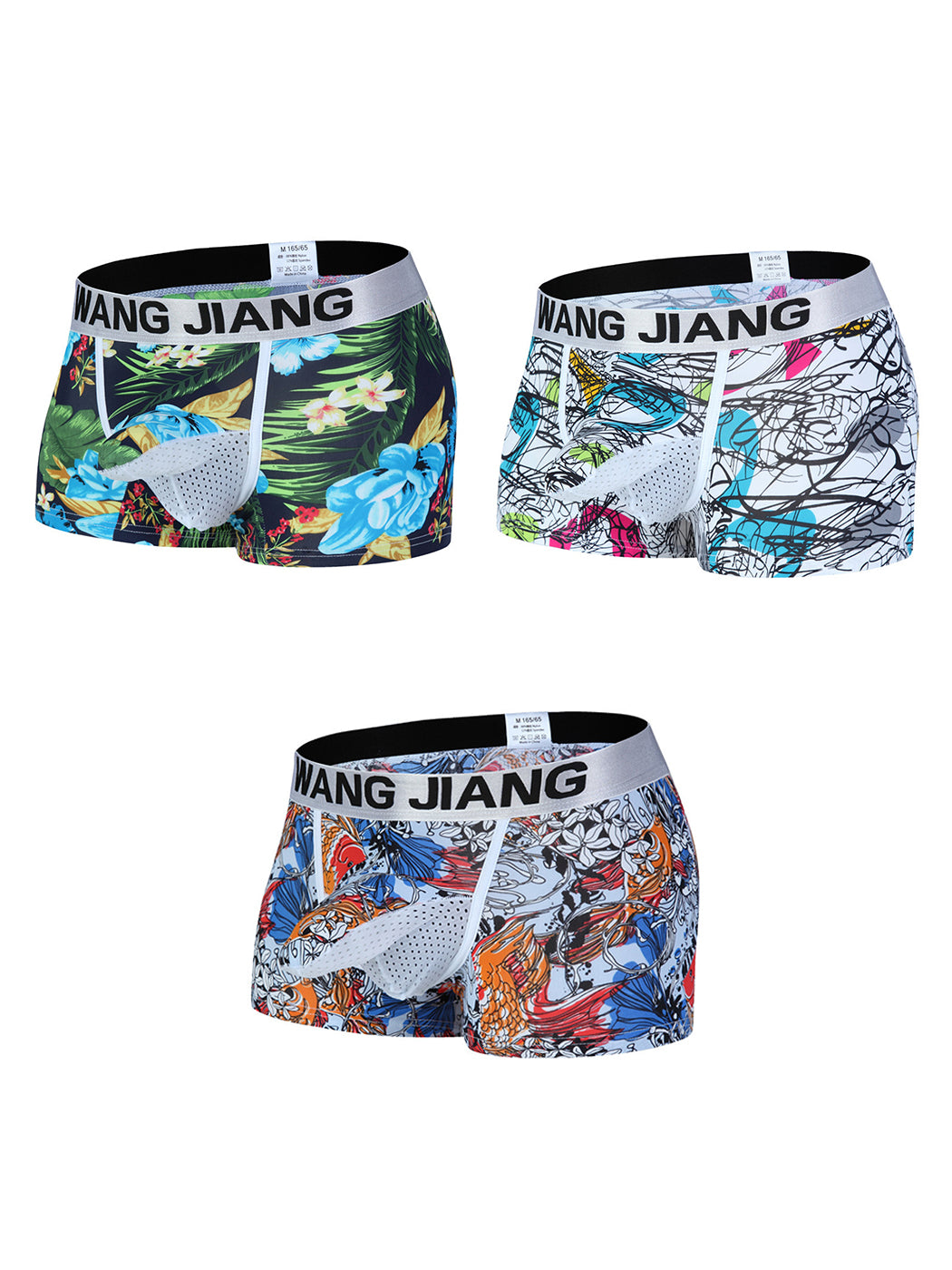 3 Pack Men's Ice Silk Trunks with Separated Pouch Design
