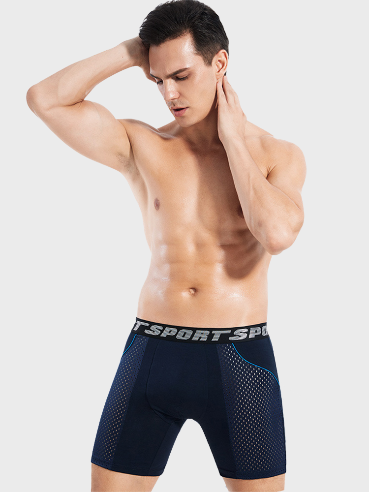 2 Pack Men's Sports Anti-friction Mesh Boxer Briefs