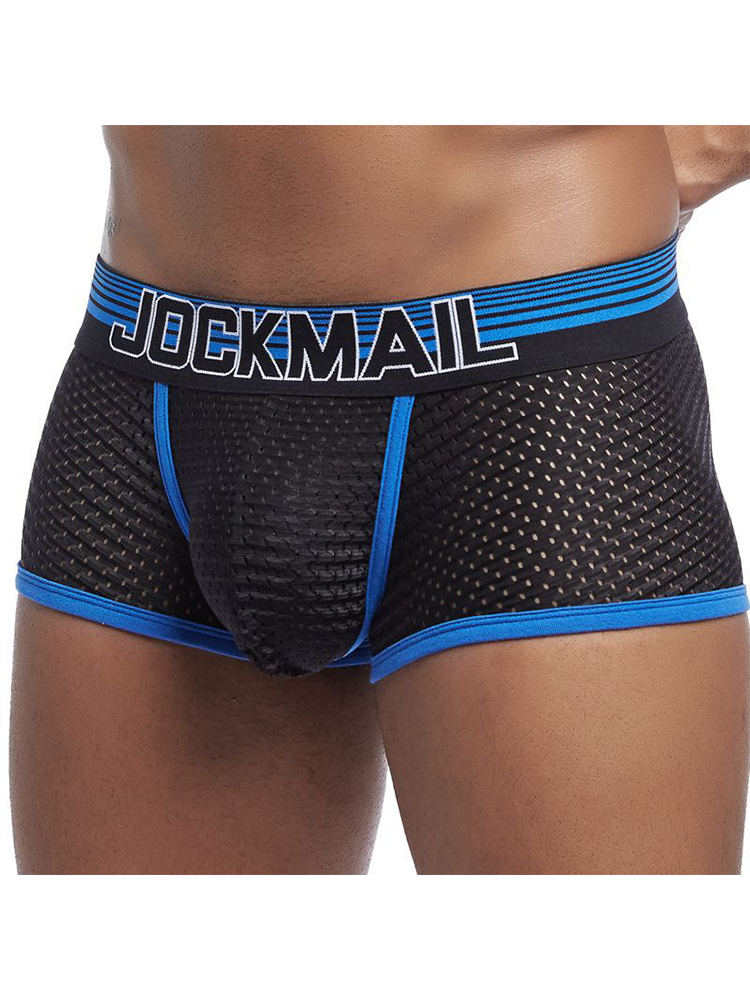 Men Breathable Nylon Patchwork Striped Briefs