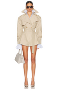 Priscille Khaki Asymmetrical Trench Style Playsuit