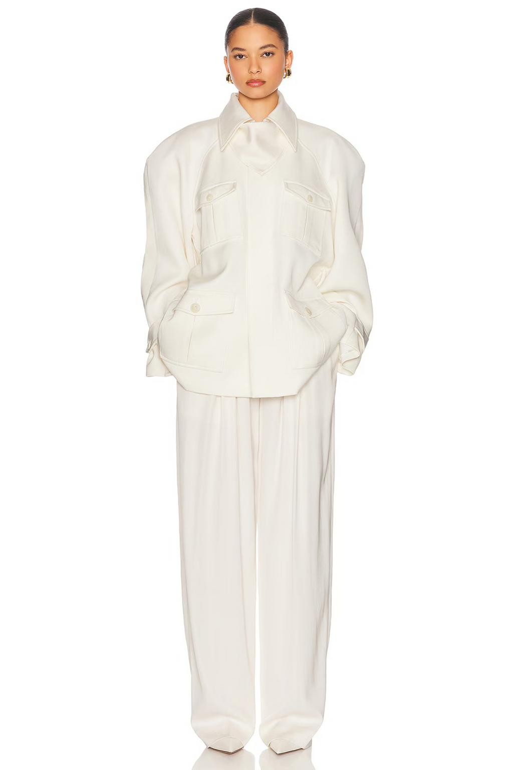 Ambre Cream White Belted Trench Coat