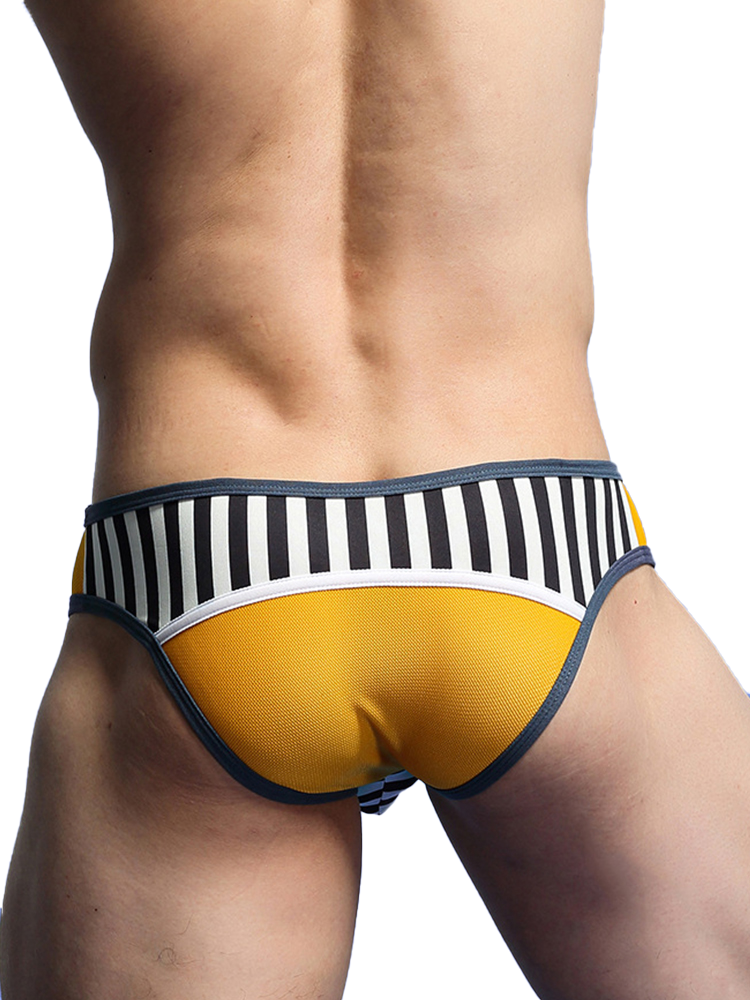 Men's Spliced Striped Mesh Pouch Briefs