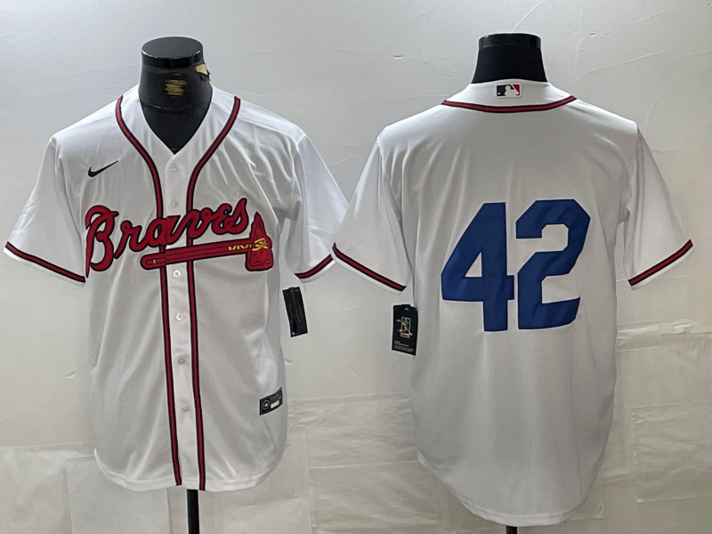 Men’s Atlanta Braves #42 White 2024 Jackie Robinson Day Home Limited Jersey