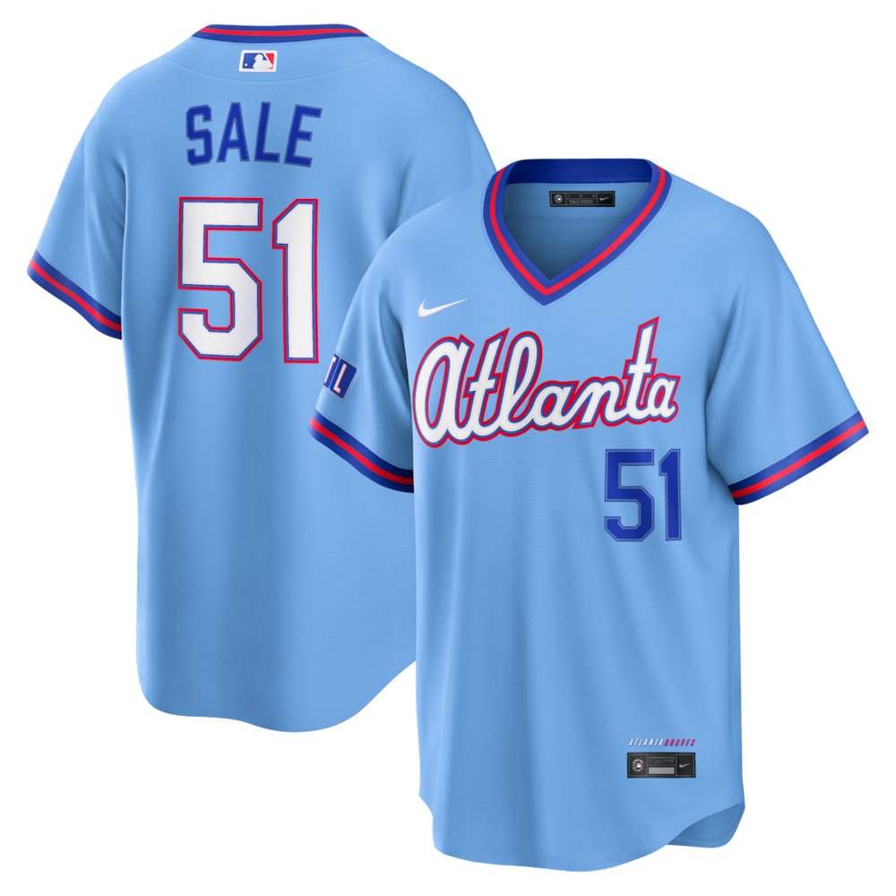 Men’s Atlanta Braves #51 Chris Sale Powder Blue 2026 City Connect Stitched Jersey