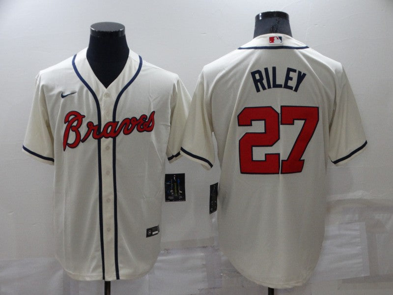Men’s Atlanta Braves Austin Riley #27 Beige Jersey