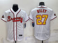 Men’s Atlanta Braves Austin Riley #27 White Champion Edition Stitched Jersey