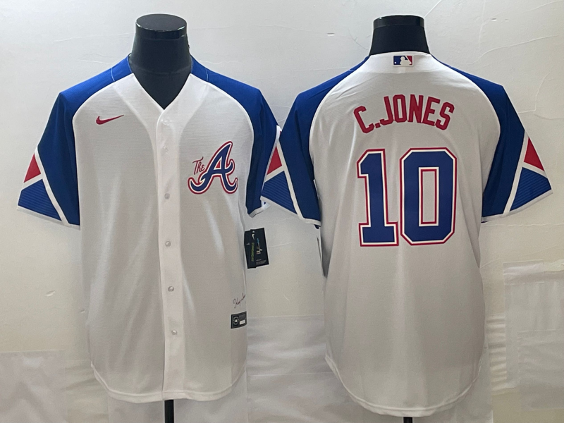 Men’s Atlanta Braves Chipper Jones #10 White 2023 City Connect Jersey