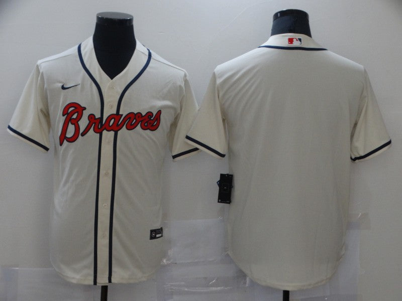 Men’s Atlanta Braves Cream Blank Jersey