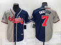 Men’s Atlanta Braves Dansby Swanson #7 Navy/Gray Stitched Jersey