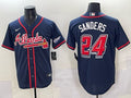 Men’s Atlanta Braves Deion Sanders #24 Navy 2025 MLB Speedway Classic Alternate Limited Jersey