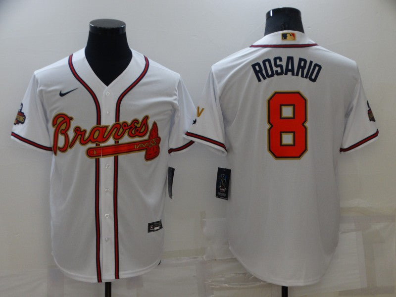 Men’s Atlanta Braves Eddie Rosario #8 White Jersey