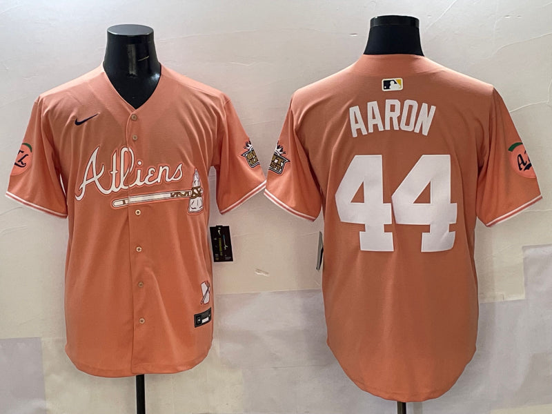 Men’s Atlanta Braves Hank Aaron #44 Pink 2025 City Connect Limited Jersey