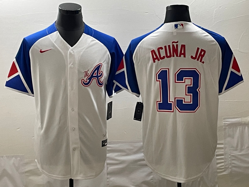 Men’s Atlanta Braves Ronald Acuna Jr. #13 White 2023 City Connect Jersey