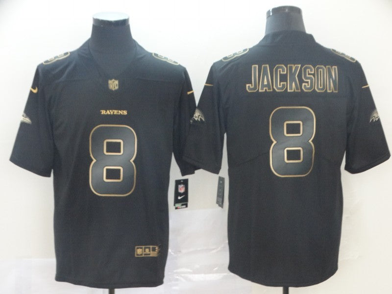 Men’s Baltimore Ravens #8 Lamar Jackson Black Team Jersey