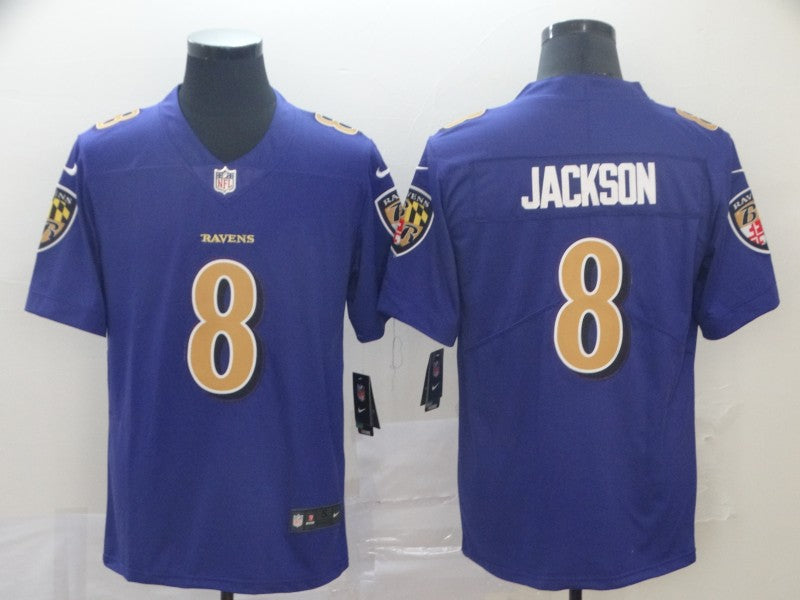Men’s Baltimore Ravens #8 Lamar Jackson Purple Jersey
