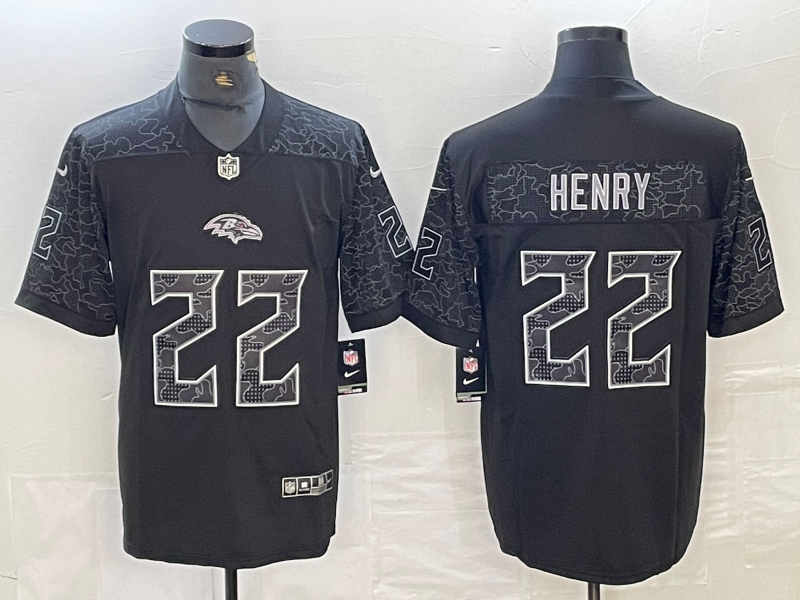 Men’s Baltimore Ravens Derrick Henry #22 Black RFLCTV Limited Jersey