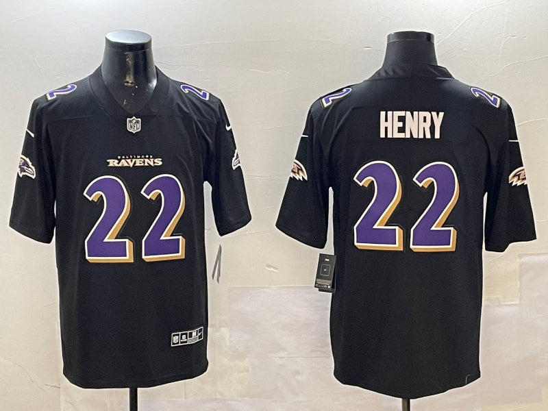 Men’s Baltimore Ravens Derrick Henry #22 Carbon Black Jersey