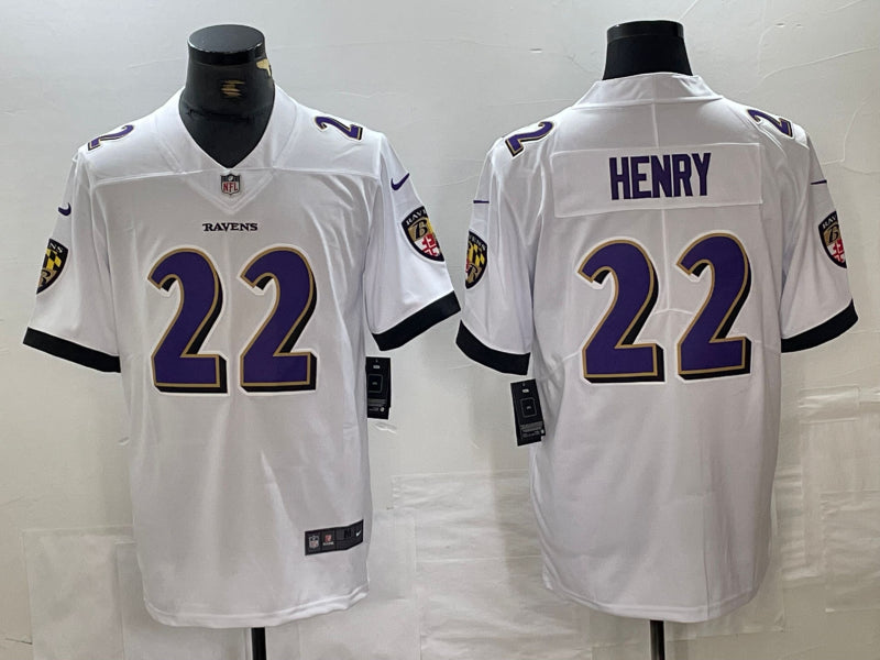 Men’s Baltimore Ravens Derrick Henry #22 White Jersey