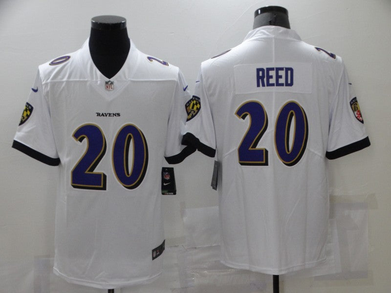 Men’s Baltimore Ravens Ed Reed #20 White Jersey