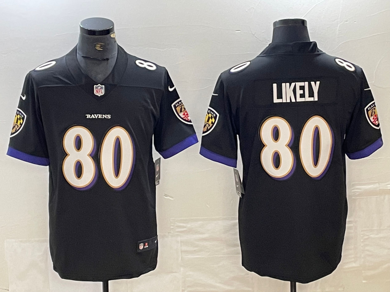 Men’s Baltimore Ravens Isaiah Likely #80 Black Jersey