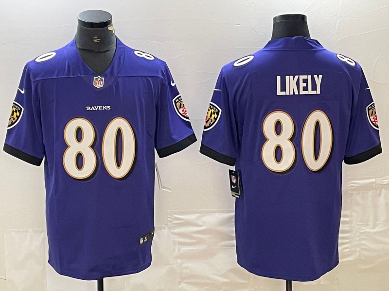 Men’s Baltimore Ravens Isaiah Likely #80 Purple Jersey