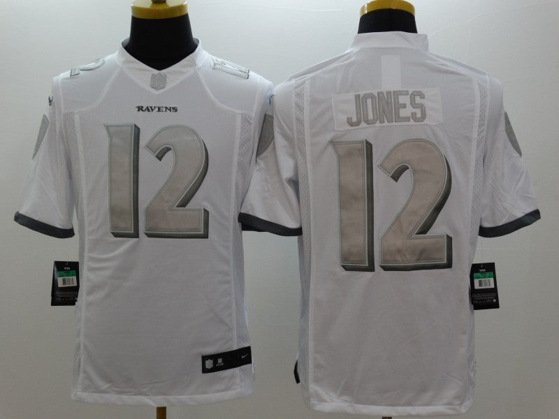 Men’s Baltimore Ravens Jacoby Jones #12 White Jersey