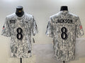 Men’s Baltimore Ravens Lamar Jackson #8 Arctic Camo 2024 Salute to Service Limited Jersey