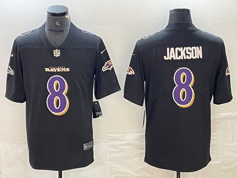 Men’s Baltimore Ravens Lamar Jackson #8 Black Jersey