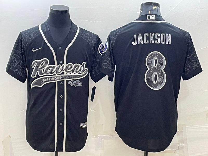 Men’s Baltimore Ravens Lamar Jackson #8 Black RFLCTV Limited Jersey Joint Edition