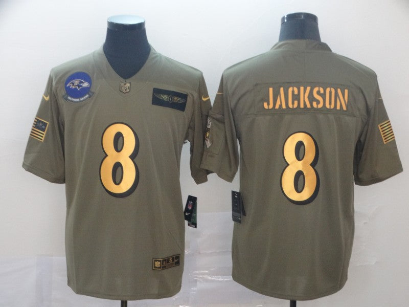 Men’s Baltimore Ravens Lamar Jackson #8 Brown Alternate Jersey