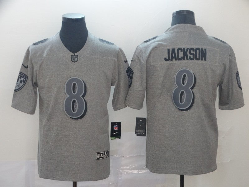 Men’s Baltimore Ravens Lamar Jackson #8 Gray Jersey