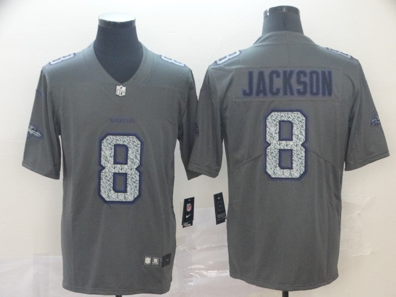 Men’s Baltimore Ravens Lamar Jackson #8 Gray Jersey