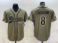 Men’s Baltimore Ravens Lamar Jackson #8 Olive 2022 Salute To Service Limited Jersey Joint Edition