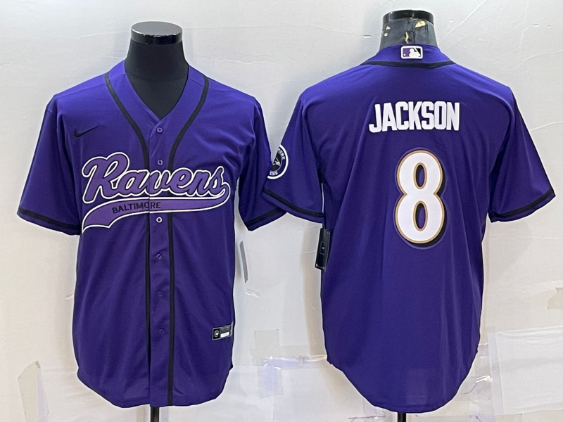 Men’s Baltimore Ravens Lamar Jackson #8 Purple Jersey Joint Edition