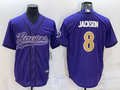 Men’s Baltimore Ravens Lamar Jackson #8 Purple Jersey Joint Edition