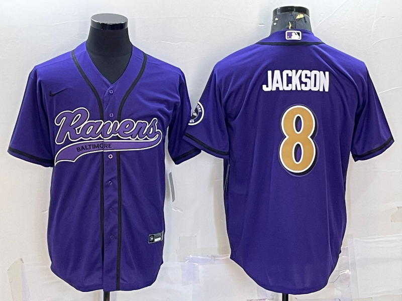 Men’s Baltimore Ravens Lamar Jackson #8 Purple Jersey Joint Edition