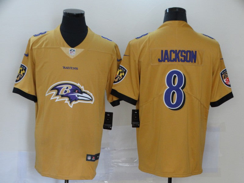 Men’s Baltimore Ravens Lamar Jackson #8 Yellow Jersey