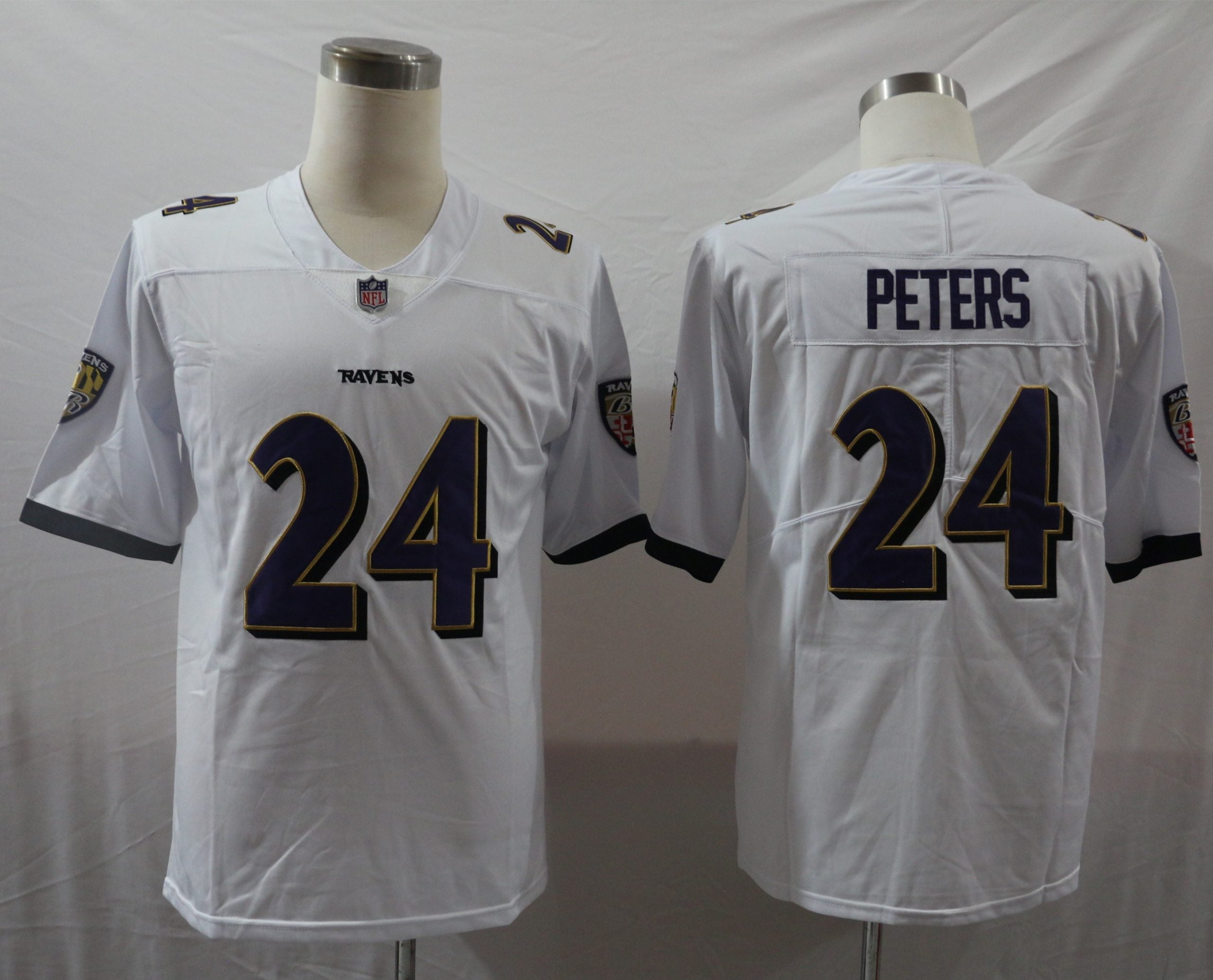 Men’s Baltimore Ravens Marcus Peters #24 White Jersey