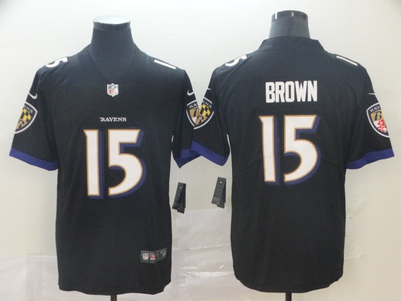 Men’s Baltimore Ravens Marquise Brown #15 Black Jersey