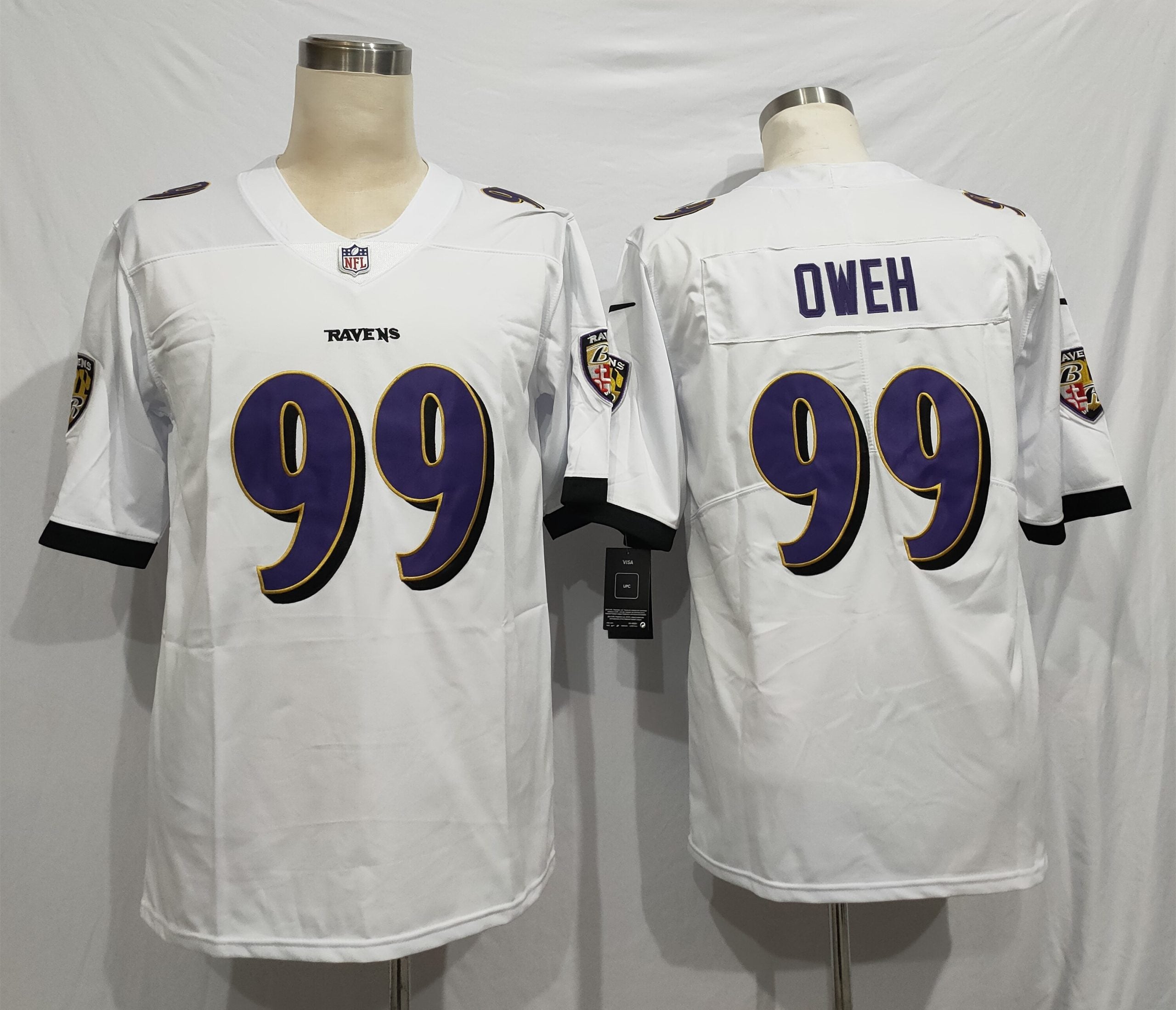 Men’s Baltimore Ravens Odafe Oweh #99 White Jersey