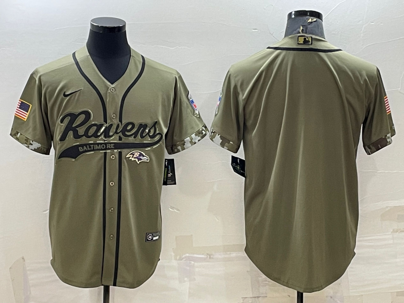 Men’s Baltimore Ravens Olive 2022 Salute To Service Limited Blank Jersey
