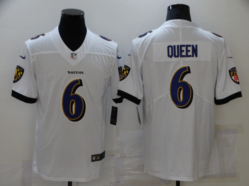 Men’s Baltimore Ravens Patrick Queen #6 White Jersey