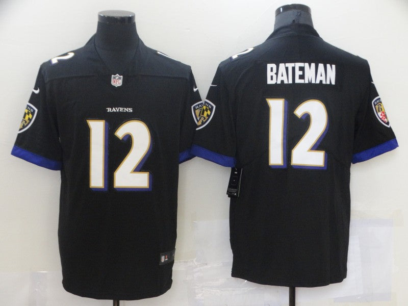 Men’s Baltimore Ravens Rashod Bateman #12 Black Jersey
