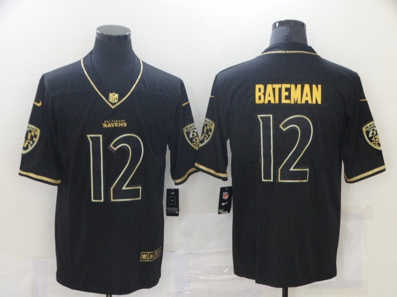 Men’s Baltimore Ravens Rashod Bateman #12 Black Jersey