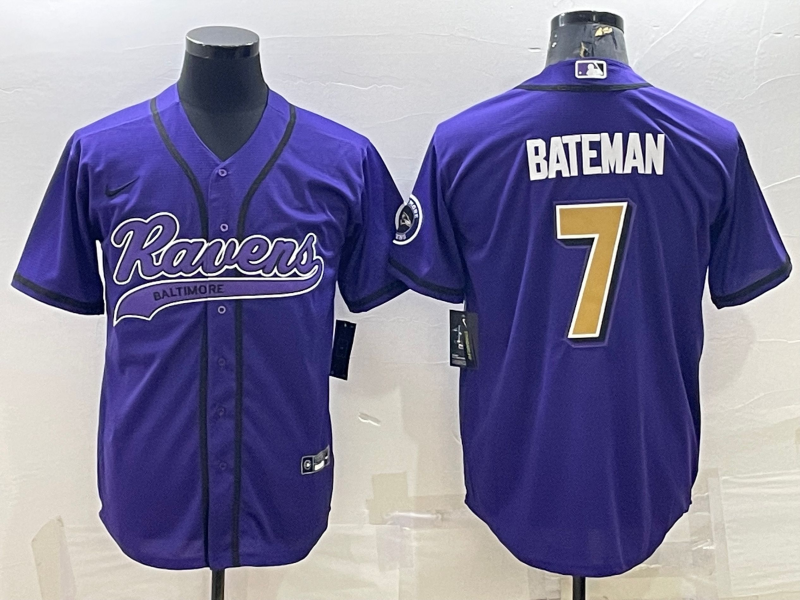 Men’s Baltimore Ravens Rashod Bateman #7 Purple Jersey Joint Edition